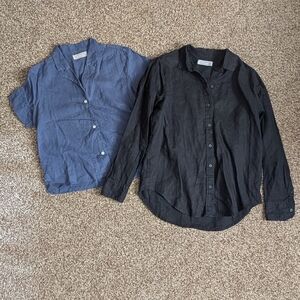 Women's Linen Everlane Bundle - Black and Blue Linen Button-Up Shirts